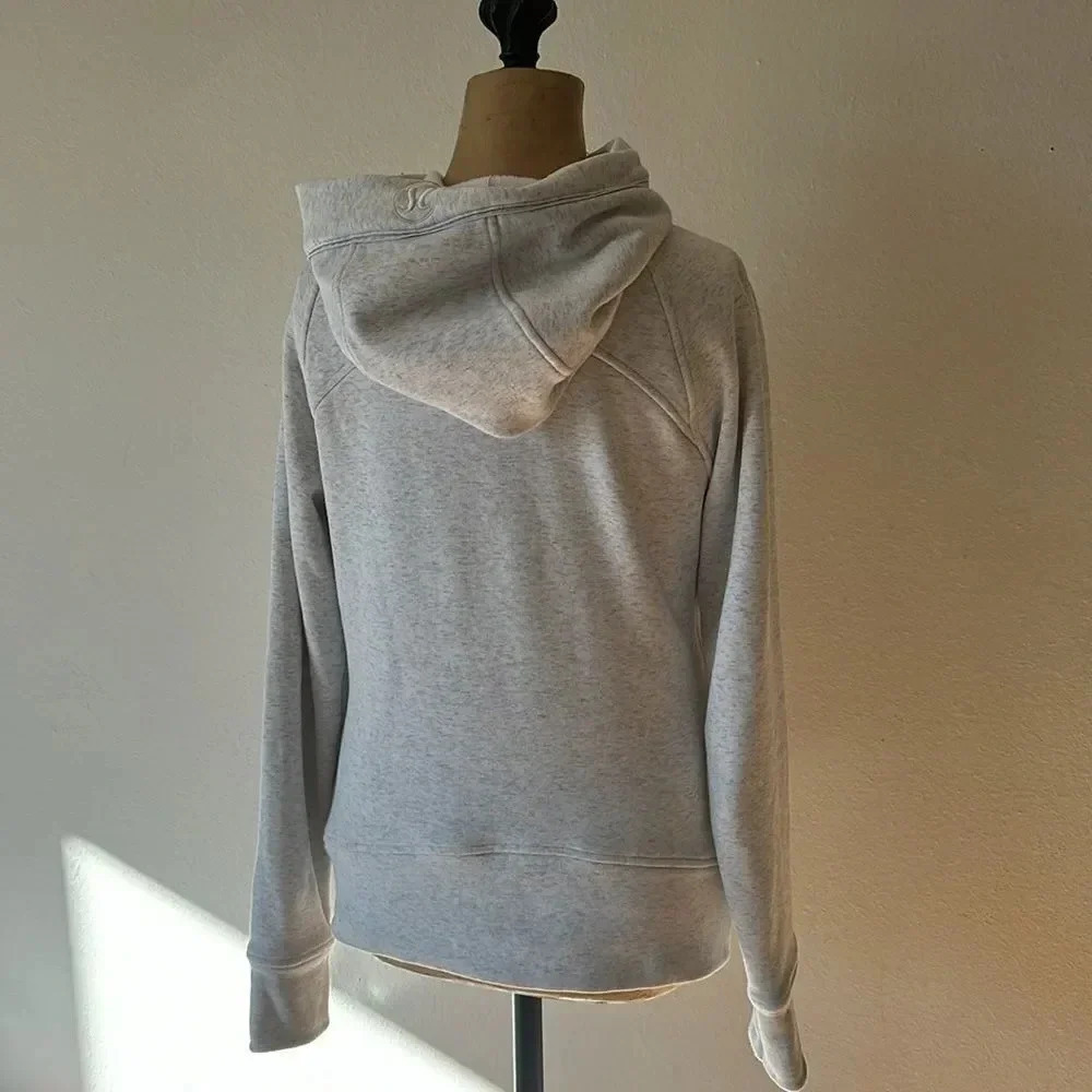 Lululemon sz 6 Scuba Hoodie Plush Heathered White / White great pre owned cond - Picture 8 of 14